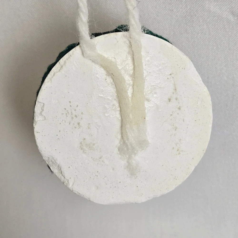 Handmade Candle & Holly Christmas Ornament White Green‎ 1.75